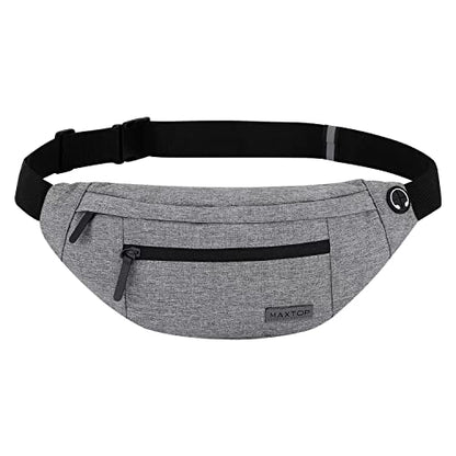 MAXTOP Large Crossbody Fanny Pack with 4-Zipper Pockets,Gifts for Enjoy Sports Festival Workout Traveling Running Casual Hands-Free Wallets Waist Pack Phone Bag Carrying All Phones - color: Neutral Gray, style: Large Fanny Pack(4 Zipper Pockets)