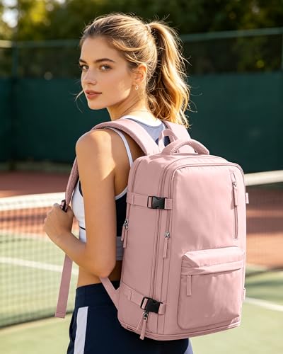 VGCUB Large Travel Backpack Bag for Women Men,Carry on Backpack,17 Inch Laptop Business Work Waterproof Backpack with Laptop Compartment,Person Item Flight Approved,Mochila de Viaje,Pink - color: Pure Pink, style: Large
