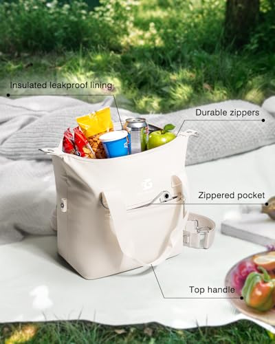 GLORIEROO Pastel Lunch Box Women | Insulated Soft Waterproof Leakproof Lunch Bag Cooler | Adjustable Strap | BPA-Free - color: Vanilla Cream