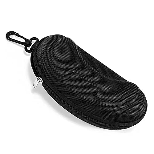 Yamrots 2 Pcs Zipper Hard Sunglasses Cases Portable Travel Eyeglasses Cases with Plastic Hook - color: Black