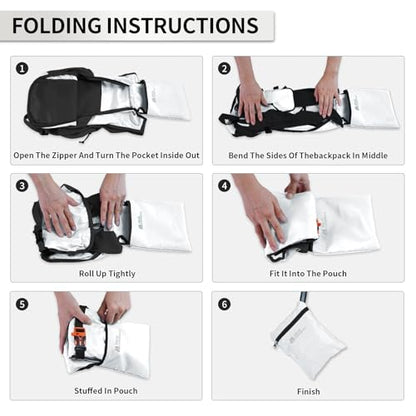 Hiking Backpack 10L/15L Small Daypack Lightweight Packable Travel Foldable Water Resistan for Women Men (White, 10L) - color: White, size: 10L