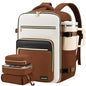 LOVEVOOK Travel Backpack For Women,50L Carry On Backpack Flight Approved,TSA Personal Item Travel Bag Fits 18 Inch Laptop,Business Weekender Overnight Daypack with Toiletry Bag and Cubes - color: Brown and White and Black, size: 18 Inch-50L-4Pcs