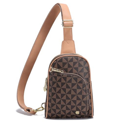 INICAT RFID Blocking Sling Bag, Anti Theft Crossbody Bag for Women Compact Travel Purses Leather - color: Checkered Brown