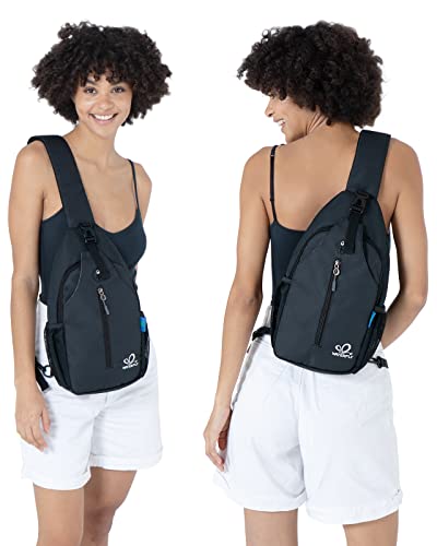 WATERFLY Small Hiking Sling Bag: Crossbody Sling Backpack Chest Bag Daypack for Men Women with Skin-Friendly Shoulder Strap - color: Pure Black(other Style)