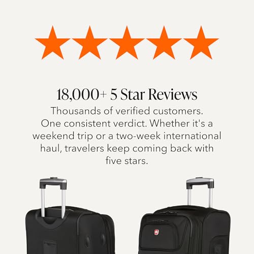 SWISSGEAR Sion Softside Expandable Spinner Luggage Durable Lightweight Travel Suitcase, Black, Carry-On - color: Black, size: Carry-On