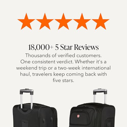 SWISSGEAR Sion Softside Expandable Spinner Luggage Durable Lightweight Travel Suitcase, Black, Carry-On - color: Black, size: Carry-On
