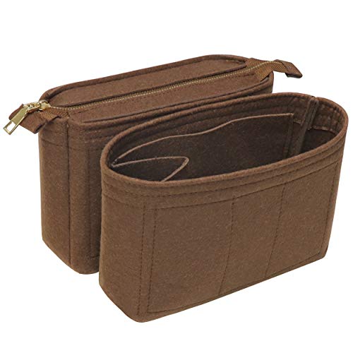 Bag Insert Organizer,2 Packs Insert Purse Organizer Fits For Neo Noe, Small Handbag Purse Neo Noe Organizer with Zipper for Women,Coffee - color: Coffee