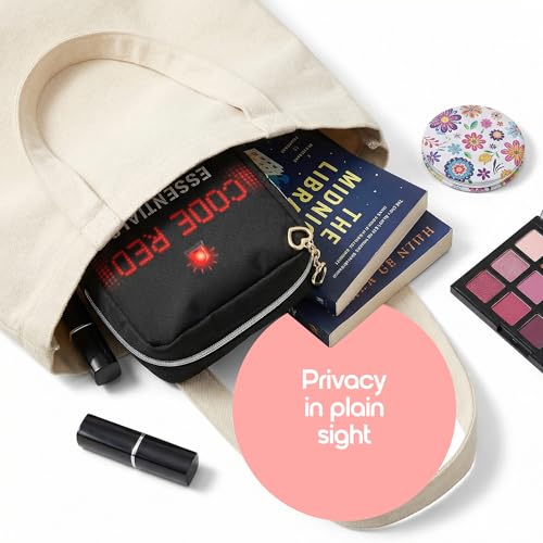 Period Bag – Compact Discreet Tampons & Pad Pouch with Waterproof Lining, Cute & Stylish Period Pouches - color: Red