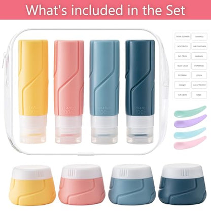 MODENGKONGJIAN Travel Bottles for Toiletries,TSA Approved Silicone Squeezable Travel Shampoo Bottles, 3oz Leak Proof Refillable Toiletry Cosmetic Containers （15 Pcs/Colorful） - color: Set-15PCS/Colorful