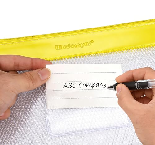 Wisdompro Zipper Pouch, 4 Packs Durable Letter Size Waterproof Mesh File Bag, Document Organizer - Purple/Yellow - color: Purple/Yellow