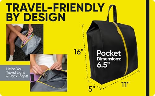 2 Pack Water Resistant Travel Shoe Bags with 2 Inner Pockets - Shoe Carrier Storage Cube Pouch with Zipper & Handle - Portable Shoe Bag for Gym, Traveling, Dance, Cross Country- Black & Grey - style: Black & Grey - 2 Pack