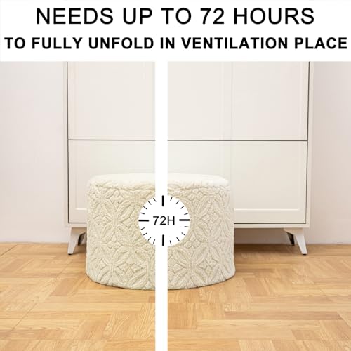 Plush Multi-Functional Ottoman Pouf – Ergonomic Ottoman Foot Rest with Space-Saving Design, Perfect Under Desks, Couches & Sofas (Linen) - color: Linen