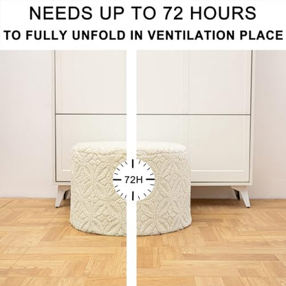 Plush Multi-Functional Ottoman Pouf – Ergonomic Ottoman Foot Rest with Space-Saving Design, Perfect Under Desks, Couches & Sofas (Linen) - color: Linen