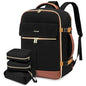 LOVEVOOK Carry On Backpack, 30L Travel Backpack Women with 3 Packing Cubes, TSA Airline Approved Suitcase Bag as Personal Item, Waterproof 15.6 inch Laptop Backpack for Weekender Overnight,Black-Brown - color: Black-brown, size: 35L-15.6 Inch-4Pcs