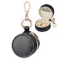 Portable Ring Holder Keychain, Mini Sports Jewelry Holder Box, Small Travel Ring Earring Stud Necklace Storage Case (Black) - color: Black