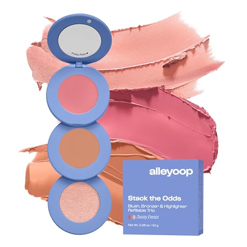 Alleyoop Stack The Odds – All-in-One Cream Makeup Palette with Blush, Contour, Bronzer & Highlighter, Stackable Face Palette for Natural Color, Easy Touch-Ups & Travel Makeup Convenience, Sassy Pants - color: Sassy Pants