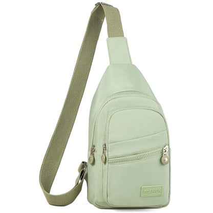 Banelu Small Sling Backpack Crossbody Bags for Women Men, Small Sling Bag Cross Body Bag Fanny Packs Crossbody Purses - Lights Green - color: D Light Green