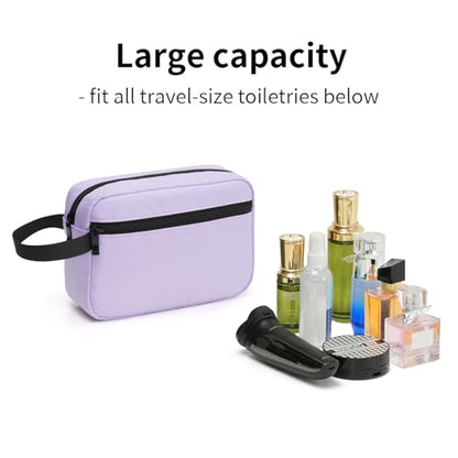 Travel Hanging Toiletry Bag with Carry Handle - Water-Resistant Small Cosmetic Organizer for Men & Women, Makeup, Shaving Kit, Gym & Travel Essentials (Lavender) - color: Lavender