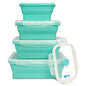 AMAZING CONTAINERS™ Collapsible Silicone Food Storage Container Set of 4 with Lids | Stackable | Microwaveable | Freezer, Dishwasher Safe| BPA Free
