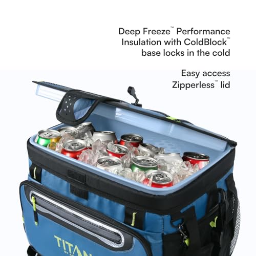 Titan by Arctic Zone Deep Freeze Cooler - Zipperless Hardbody Cooler - Deep Freeze Insulation, HardBody Liner, and SmartShelf - color: Marine Blue, size: 30 Can