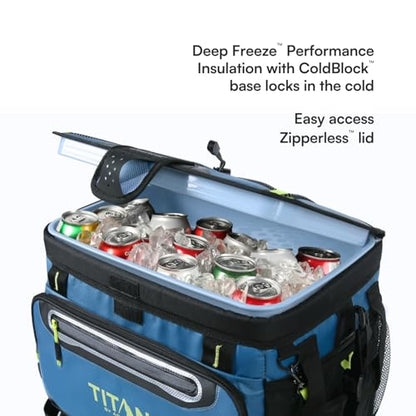 Titan by Arctic Zone Deep Freeze Cooler - Zipperless Hardbody Cooler - Deep Freeze Insulation, HardBody Liner, and SmartShelf - color: Marine Blue, size: 30 Can