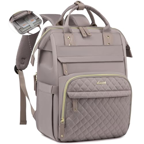 LOVEVOOK Laptop Backpack for Women, 15.6'' Waterproof Nurse Bag Teacher Work Backpack Purse for Women, Travel Computer Backpack for College Office Business Ladies - color: Dusty Pink, size: 15.6 inch