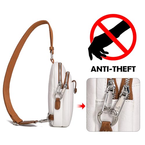 INICAT Anti Theft Crossbody Bags for Women Travel Small Sling Bag Fanny Packs Cross Body Purses Everyday - color: White Brown Antitheft, size: Small