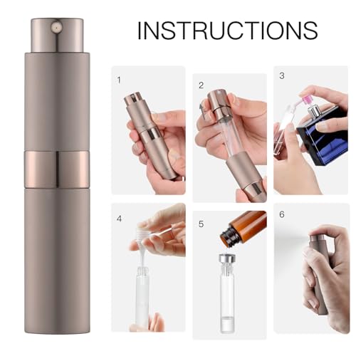 LISAPACK 8ML Atomizer Perfume Spray Bottle for Travel, Empty Refillable Cologne Dispenser, Portable Sprayer (Brown) - color: Brown