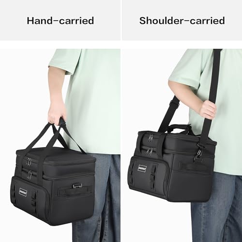 Hulongo Insulated Soft Cooler Bag, Large Ice Coolers Soft Sided Ice Chest for Beach, Collapsible and Portable - color: black (30 CAN Medium)