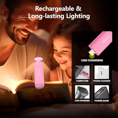 VAVOFO USB Rechargeable Blue Light Blocking Amber Clip On Bookmark Shaped Reading Light for Bookworms Reading in Bed (Pink) - color: Pink