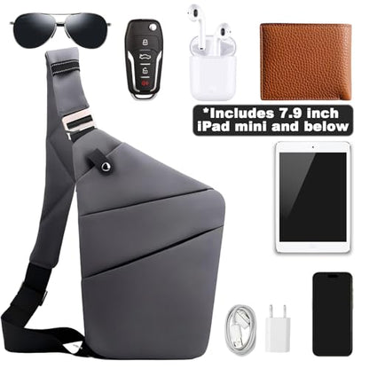 Anti Theft Travel Bag, One Shoulder Large Capacity Cross-body Bag Chest Fashion Lightweight Sling Bags for Travel Sports - color: Dark Grey, style: Left Shoulder