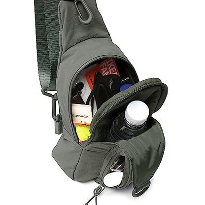 ODODOS Sling Bag with Adjustable Straps Crossbody Chest Bag Lightweight Backpack for Casual Traveling Hiking - color: Olive Charcoal