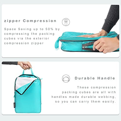 BAGAIL 6 Set Ultralight Compression Packing Cubes Packing Organizer for Travel Accessories Luggage Suitcase Backpack - color: Blue70D, style: Cloth Pattern
