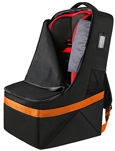 YOREPEK Car Seat Travel Bag, Padded Car Seats Backpack for Air Travel, Heavy Duty Gate Check Carseat Travel Bag for Airplane, Airport Gate Check Bag (Orange) - color: Orange
