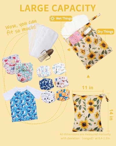 babygoal Wet Dry Bags 3 Pack, Waterproof Travel Bags for Swimsuits, Beach, Pool, Gym,Food Storage and Wet Clothes(Sunflower,Lemon,Stripe),3LN43-B - color: Girl color 43