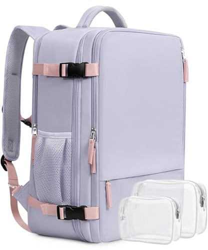 Beraliy Large Travel Backpack For Women, Airline Approved Carry On Backpack, Anti Theft Personal Item Backpack, Waterproof Bag, Casual Daypack Travel Essentials - color: Purple, size: Large