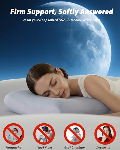 Memory Foam Pillows for Sleeping, Cooling Bed Pillow for Neck Pain Relief, Queen Size Contour Design for Side Back Stomach Sleepers with Travel Pouch - Frim But Soft (4 Inches)