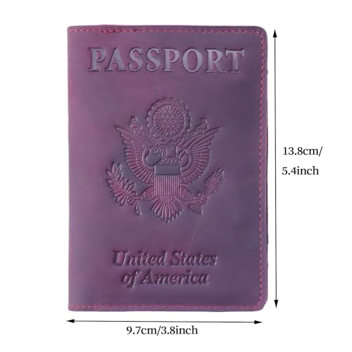 RFID Blocking Passport Holder Travel Wallet Genuine Leather Passport Case Cover Travel Document Organizer (Retro Red) - color: Retro Red