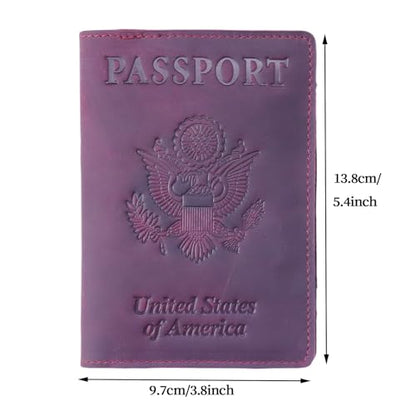 RFID Blocking Passport Holder Travel Wallet Genuine Leather Passport Case Cover Travel Document Organizer (Retro Red) - color: Retro Red