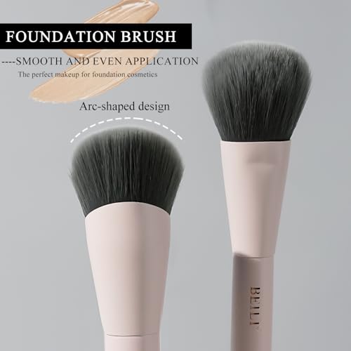 BEILI Mini 6Pcs Makeup Brush Set – Soft Pink, Travel Makeup Brushes for Foundation, Contour, Highlighter & Blending, Includes Sponge and Gift-Ready Box - color: Pink