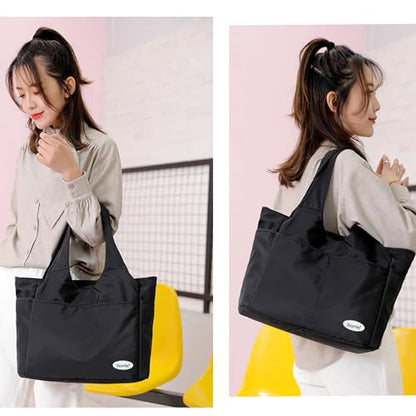 Extra Large Insulated Lunch Tote Bag for Women Men, Leakproof Cooler Lunch Box Shoulder Purse with Side Pockets for Work - Black - color: Black