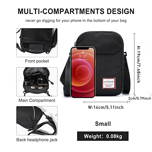 SEAFEW Mini Crossbody Bag Shoulder Bag for Men, Small Messenger Satchel Bag for Women - color: Black - Standard