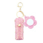 Sisadodo Glitter Lip Oil Holder Key Chains for Woman Lipstick Case with Mirror Lip Balm Keychain for Lipstick Case Keychain - color: Hot Pink-flower