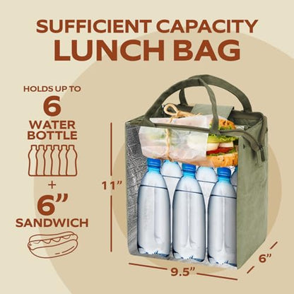 VonNova Women’s Insulated Lunch Bag with Premium 4mm Cooler Insulation, Cute Large 7L Lunch Tote for Office, Durable Small Lunch Box for Women, Stylish Lunchbox for Adults, Teens, Nurses, Teachers - color: Green