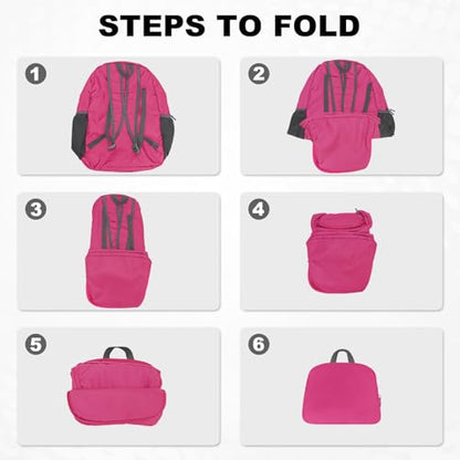 HOLYLUCK 20L lightweight packable Hiking Daypack Foldable Backpack for Men Women Small Travel Outdoor Foldable Shoulder Bag-pink - color: Pink