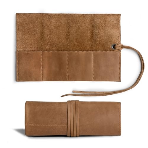 Hide & Drink, Leather Watch Roll Organizer Handmade from Full Grain Leather, Holds Up to 4 Watches, Easy Carry On Watchlover Storage (Single Malt Mahogany) - color: Single Malt Mahogany