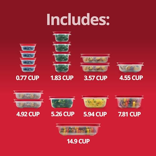 Rubbermaid EasyStore Rectangle, Square, and Round Containers, 34-Piece Set, Food Storage Containers, Food Storage Containers with Lids - size: 34-Piece