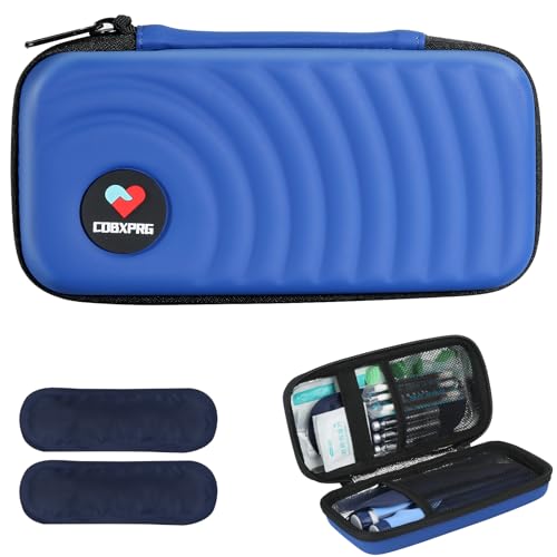 CDBXPRG Insulin Cooler Travel Case,Diabetic Cold Pack Organizer Bag with 2 Reusable Ice Packs for Insulin Pen and Other Medication Diabetic Supplies Blue - color: PU-Light Blue