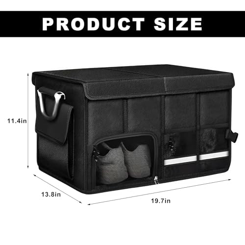 Car Trunk Organizer, 52L Collapsible Car Storage Waterproof Trunk Organizer with Lid & Handle, Multi Compartment Oxford Cargo Groceries Storage for Trucks SUVs Sedans