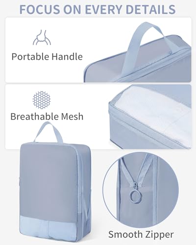 Compression Packing Cubes 11pc Set, Expandable Travel Organizers for Suitcases & Carry Ons, Durable Luggage Packing Bags for Travel Essentials Blue - color: Blue